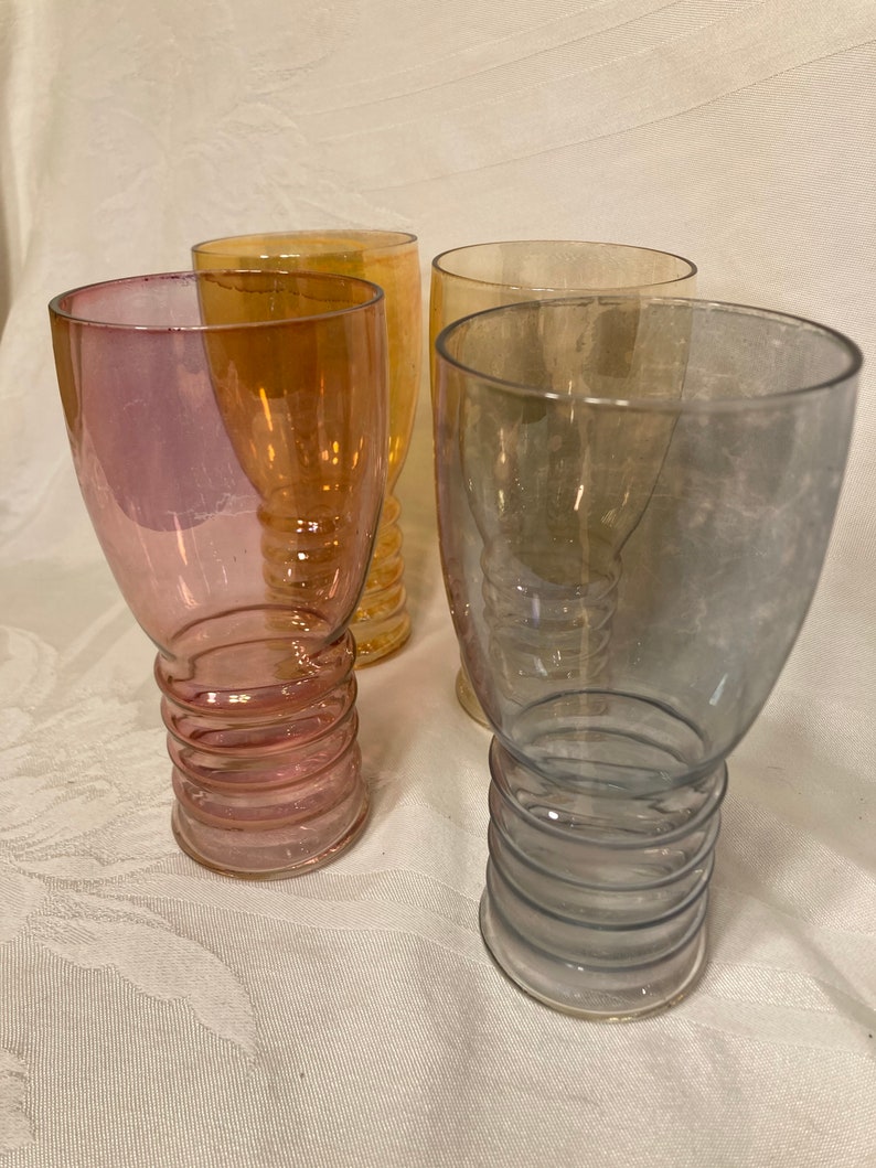 Dunbar Flint Hollywood Rings Tumblers Ice Tea Set of 4 Rainbow Colors ...