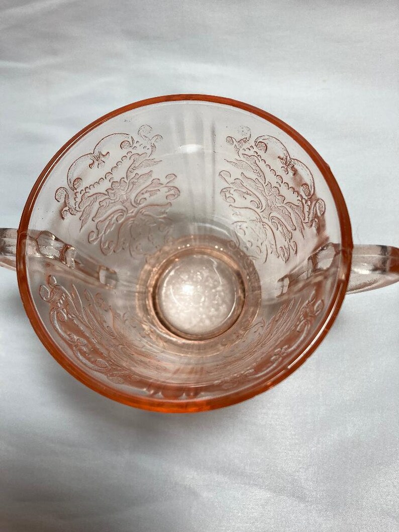 Blush Pink Depression Glass Sugar Bowl 30s Etsy