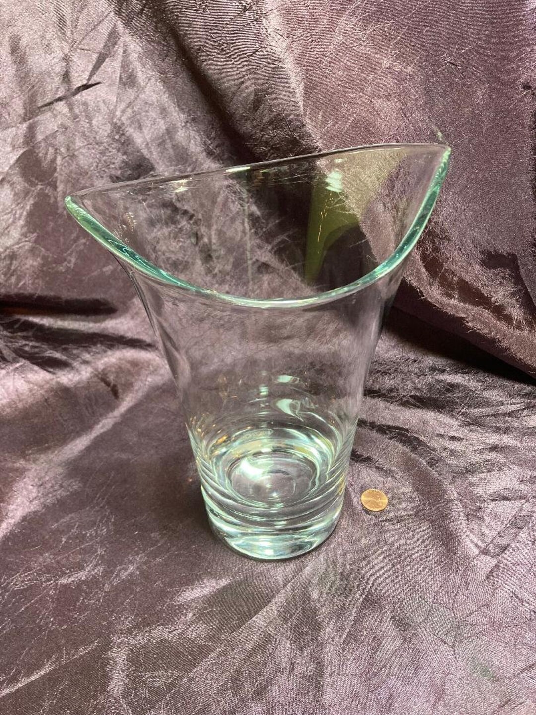 Krosno Polish Glass Vase MCM Swoop Modern Lines Retired Etsy