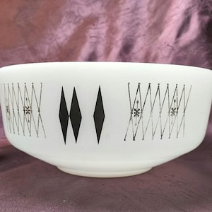 Federal Glass Harlequin Black Diamond Atomic Gold Starburst BIG Serving Bowl Centerpiece