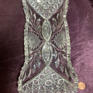 McKee Innovation 410 Pressed Cut Glass 1917 Trinket Dish Celery Server WW1