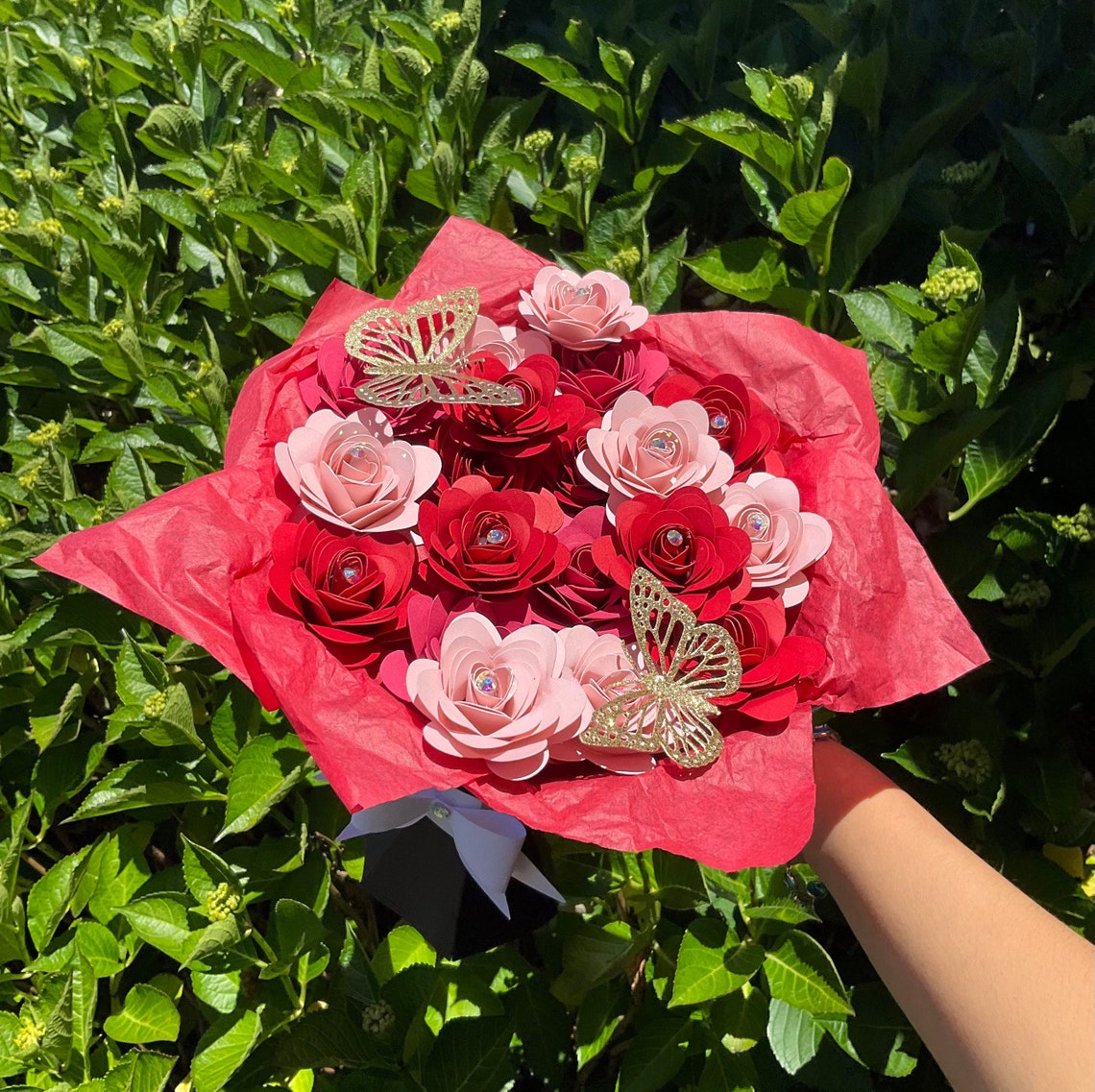 Paper Rose Bouquet Anniversary Gift Ramo De Rosas Paper Etsy
