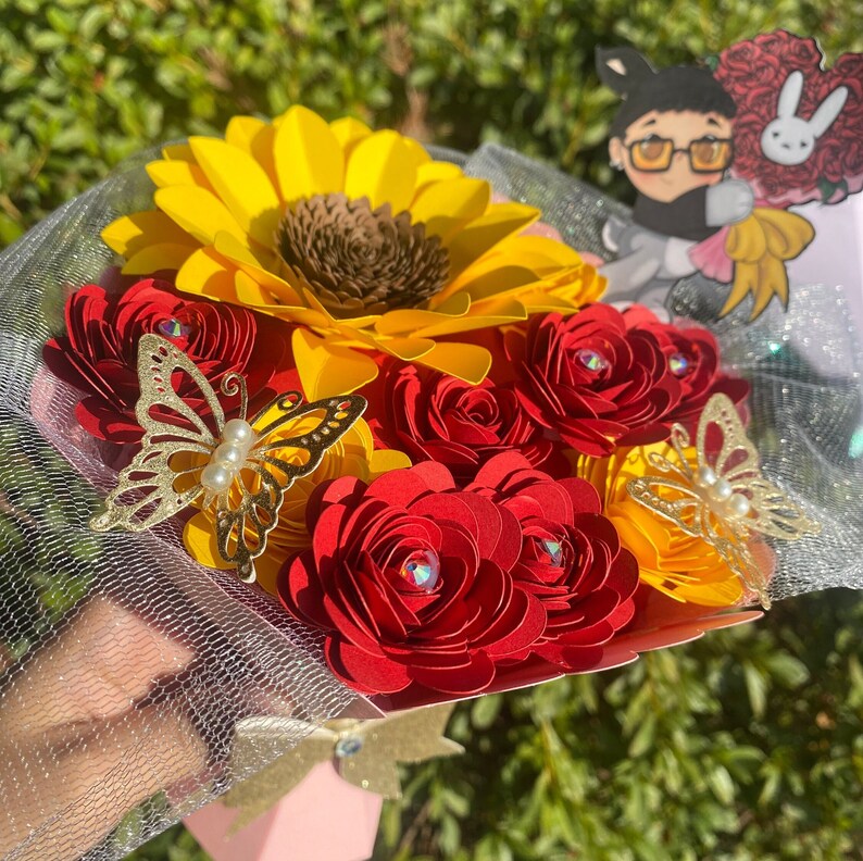 Mini Bad Bunny Bouquet Paper Flower Bouquet Ramo Buchón - Etsy