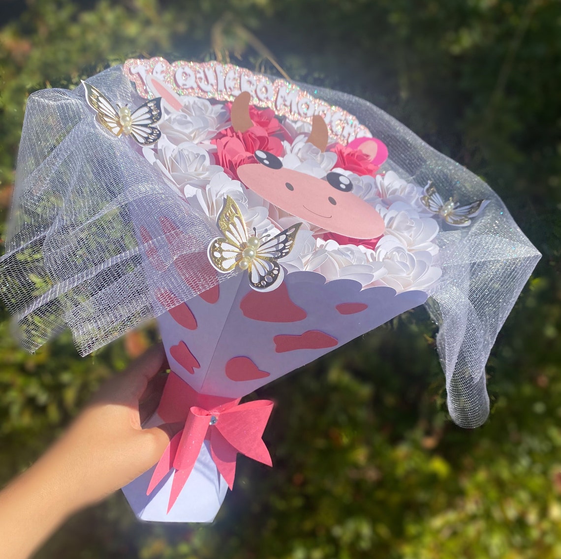 Cow bouquet paper flower bouquet anniversary gift ramo etsy