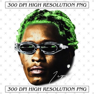 YOUNG THUG PNG | Rap Tee Concert Merch Kanye Thugger Slime Season | Green Rare Hip Hop Graphic Print 300 dpi