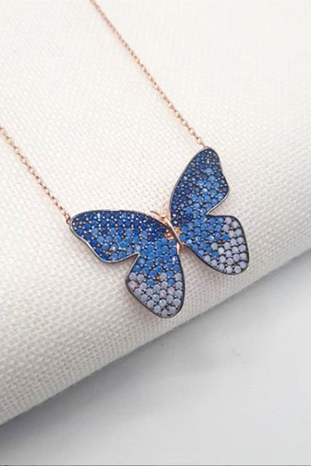 Butterfly Necklace Rose Gold Butterfly Necklace Sterling Etsy