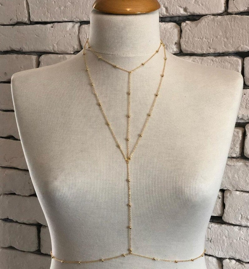 Body Jewelry, 14K Gold Plated Body Chain,layered Body Chain Bralette