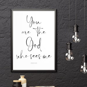 Genesis 16:13 | You Are The God Who Sees Me Print | El Roi | Bible Verse Printable | Christian Wall Art | Modern Bible Verse Printable