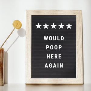 Haría caca aquí de nuevo Letra Cita de tablero Imprimir, Divertido letrero de baño, Regalo divertido de inauguración de la casa, Divertido arte de decoración del hogar Imprimir
