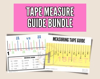 Tape Measure Guide Bundle | Printable Tape Measure Guide | Tape Measure Fractions | Measuring Tape Markings Guide for DIY Projects