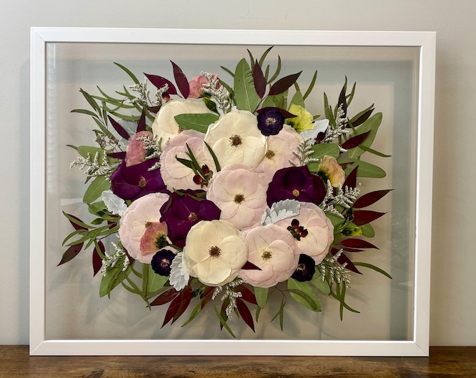 Wedding Bouquet Preservation, Pressed Flower Preservation, Framed Bouquet Preservation, Custom Bridal Flowers, Art, Wedding Gift Keepsake,