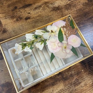 Monogrammed Flower Preservation Jewelry Box, Pressed Flowers Jewelry Box, Memorial Flowers, Funeral Flowers, Wedding Bouquet, Keepsake, Gift