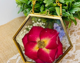 Custom Flower Ornament, Wedding Flower Ornament, Pressed Flower Gift, Pressed Flowers Preservation, Wedding Keepsake, Gift, Flower Ornament