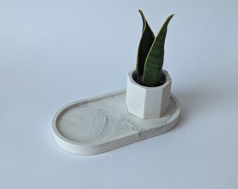 Oval Trinket Tray | Grey Marbled Tray | Trinket Tray | Jewellery Dish | Display Tray | Styling Dish | Housewarming Gift | Decorative Tray |