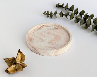 Large Round Coaster. Terracotta Marble Effect. Jesmonite Coaster. Drinks Mat. Jewellery Dish. Office decor. Wedding or Housewarming Gift