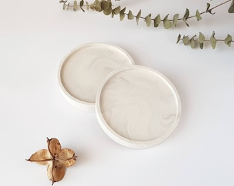 Large Round Coaster | Gray Marble Effect | Jesmonite Coaster | Drinks Mat | Jewellery Dish | Fathers day Gift | Housewarming Gift | Circle