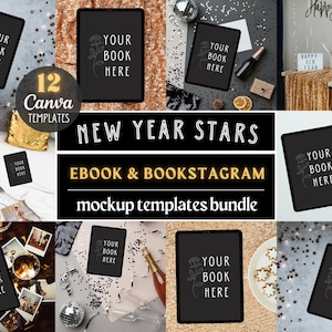12 New Years eBook Mockups, Author Post Bundle, iPad Bookstagram Flatlays, CANVA Templates, Digital Book Marketing, Tablet Stock Photos