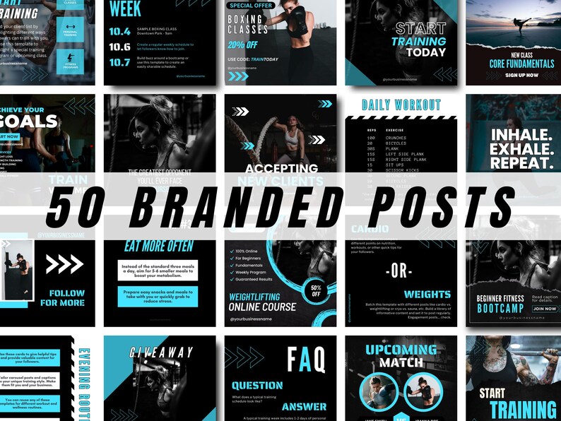 Curated visual reference: Fresh Look at Teal Black Fitness Coach Branding Kit