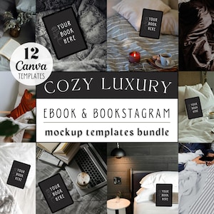 12 Cozy Luxury eBook Mockup Templates, Bookstagram Template Bundle, Romantic iPad Flatlays, Instagram Author Posts, Digital Book Mockups