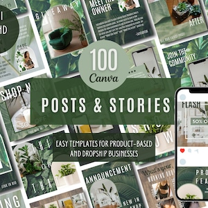Lyxigt varumärkespaket för företag med Sage Green Plants | 100 inlägg + berättelser | Jordnära miljövänlig varumärkesbyggande | Naturliga CANVA-mallar för sociala medier