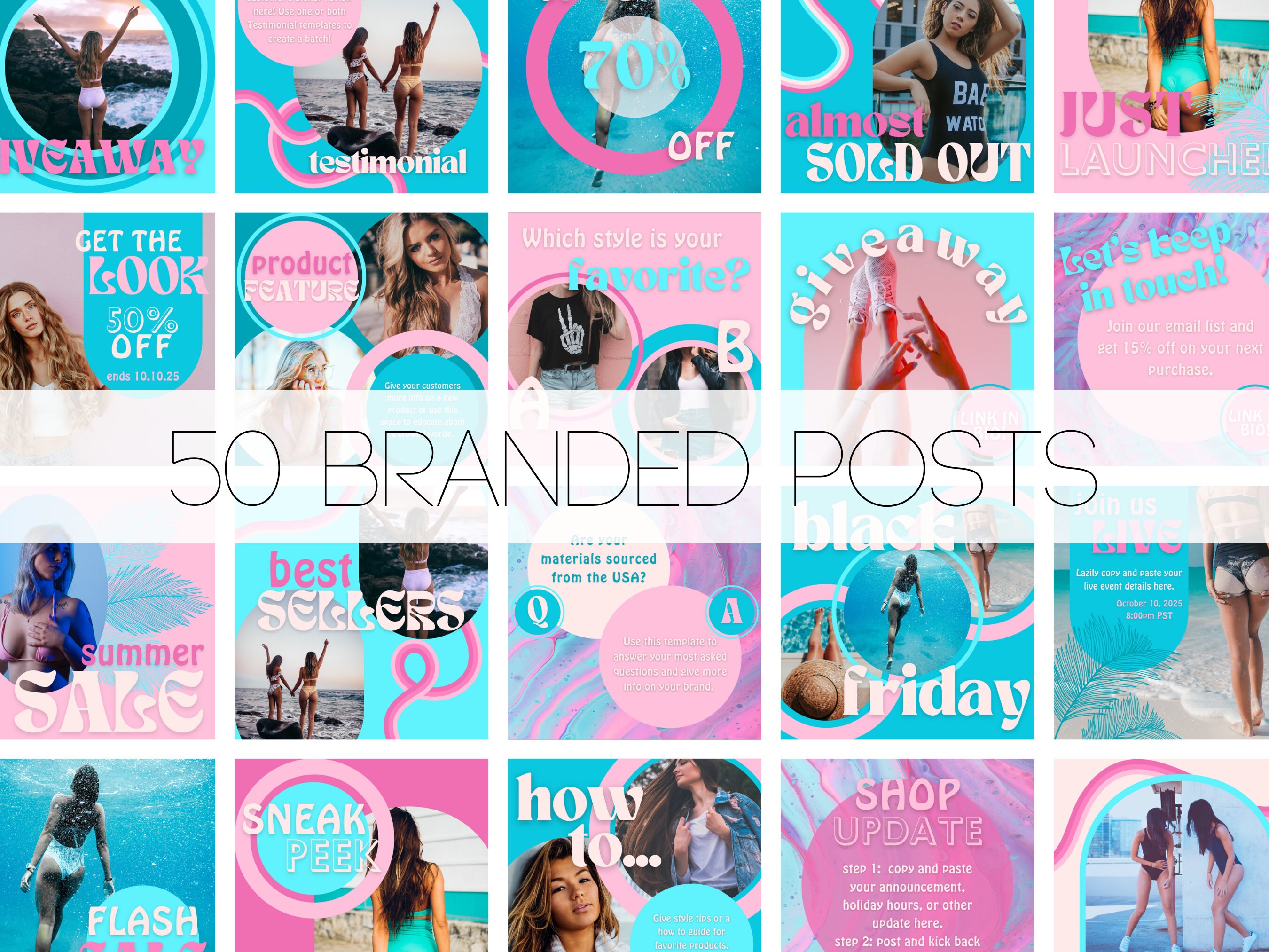 Cotton Candy Pink + Blue Luxury Business Brand Kit | 100 Posts ...