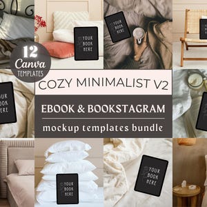 12 Cozy Minimalist eBook Mockups V2, Bookstagram Bundle, Romance iPad Flatlay, Bookish Stock Photos, Canva eBook Template, Drag + Drop Posts