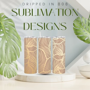 Hawaiian Gold Palm Tumbler Design + Waterslide Decals + Hawaiian Sublimation