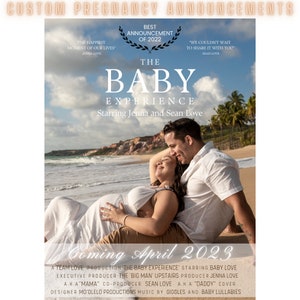 Anuncio de embarazo de póster de película + anuncio de redes sociales + anuncio de embarazo