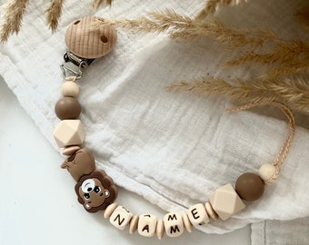 Schnullerkette mit Namen | personalisiert | Jungle | Löwe | Safari