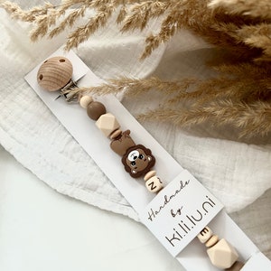 Pacifier chain with name personalized Jungle lion safari image 3