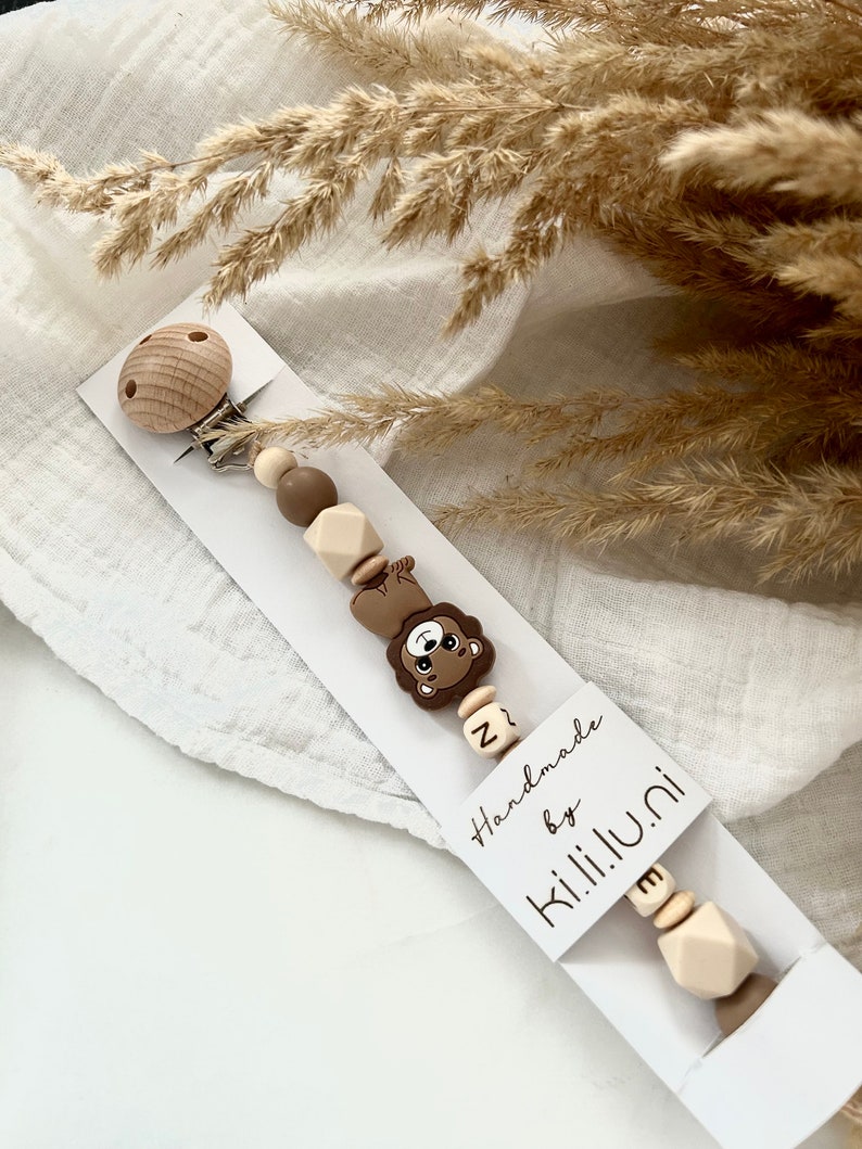 Pacifier chain with name personalized Jungle lion safari image 3