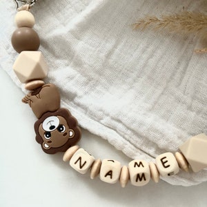 Pacifier chain with name personalized Jungle lion safari image 2