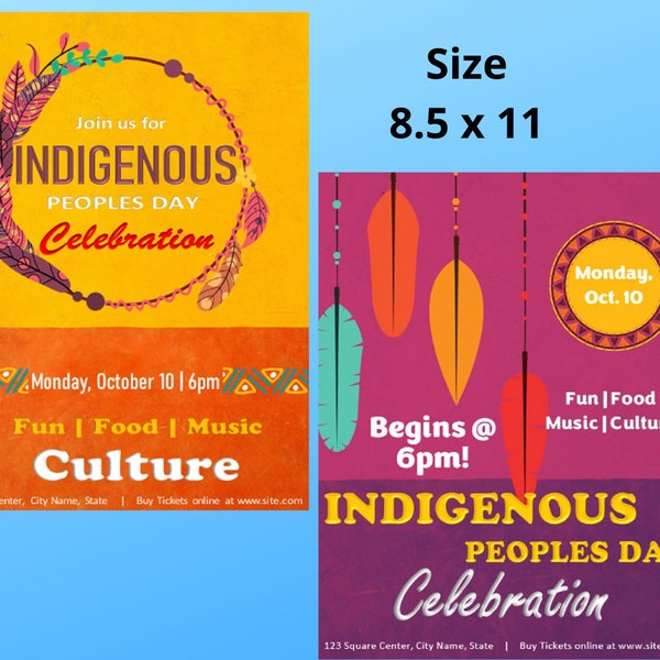 2 Indigenous Peoples Day Flyer Templates | Microsoft Word Template | Editable | Instant Download | 8.5x11