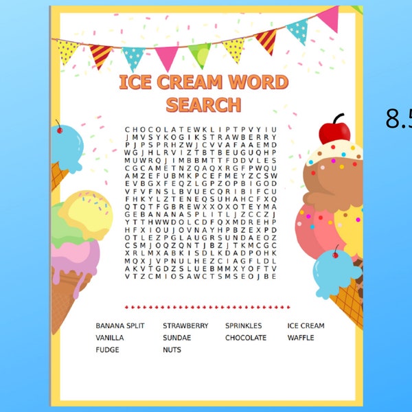 Ice Cream Word Search | PDF | 8.5x11