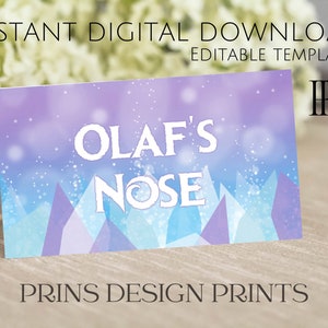 Thema bewerkbare voedseletikettensjabloon | Digitaal downloaden | Prinses | Moderne | Snacklabels voor verjaardagsfeest | Paarse & blauwe sjabloon |