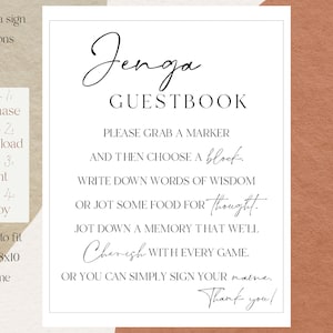 Livre d'or de mariage Jenga, signe Jenga, le mariage est un jeu d'équilibre, signe de mariage Jenga, signe de livre d'or Jenga, jeu Jenga, téléchargement immédiat