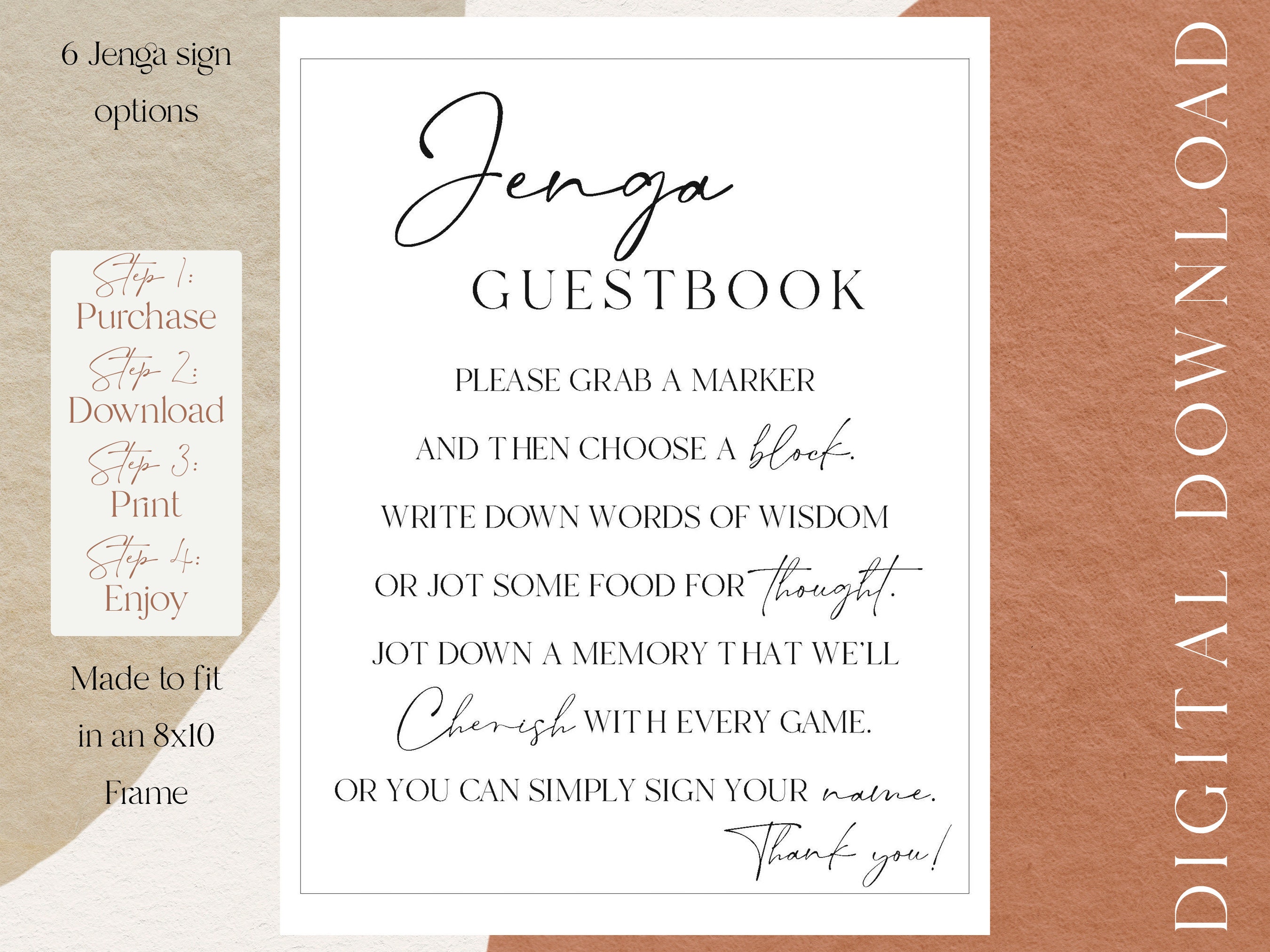 Jenga Wedding Guest Book Jenga Sign Marriage is a Game of - Etsy