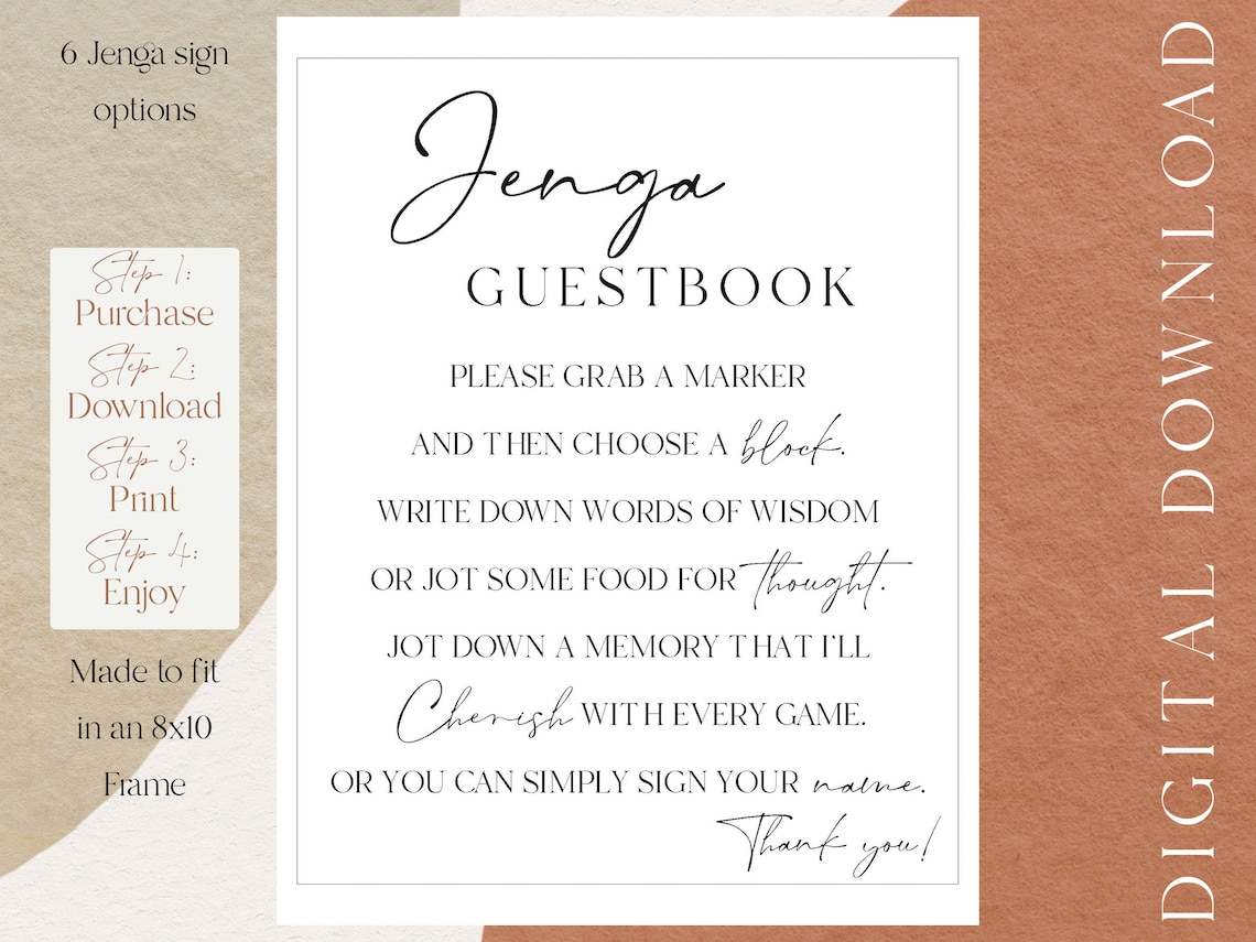 Jenga Guestbook Sign Graduation Party Birthday Party Celebration Any ...