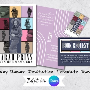 Mama Era Baby Shower Invitation Template Bundle | Instant Digital Download | Editable Invite | Mom Era | Eras | My Mama Era | Diaper Raffle