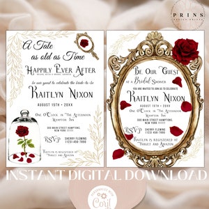 Beauty | themed | Editable | Bridal Shower | Birthday | Invitations | Princess Invite | Printable | Wedding | Belle | Occasion | Princess