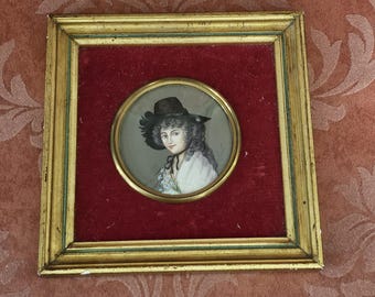 Antique Hand Painted Madame Lawrence French Portrait