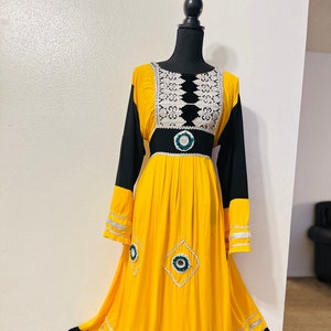 Beautiful Afghani Long Dress with Embroidery Around neck, sleeves and skirt / Long Dress made of cotton