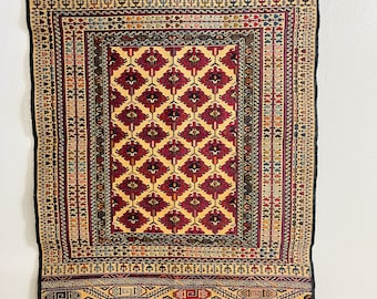 Handmade Afghan Maliki Rug, Vintage Wool Kilim (87cm x 139cm)