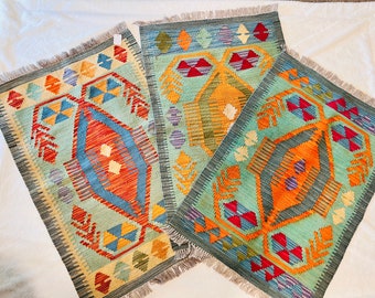 Afghan Handmade Maimanagi Rug / Afghani Beautiful Hand Knotted Rug / Pure Wool Kilim / Small Rug for Gift