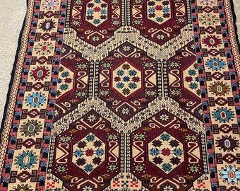 Handmade Afghan Maliki Rug, Vintage Wool Carpet
