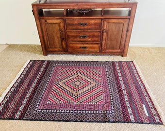 Handmade Afghan Maliki Wool Rug, Vintage Woven Kilim (196cm x 125cm)