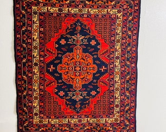 146cm x 93cm Afghan Handmade Maliki Rug/ Afghan Hand Knotted Maliki Rug/Kilim / Vintage Rug Made of 100% Wool