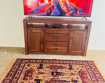 Handmade Afghan Maliki Rug, Vintage Wool Kilim (193cm x 116cm)
