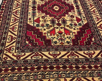 Handmade Wool Maliki Rug - Afghan Vintage Woven Carpet