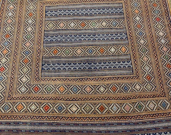 Vintage Hand-Knotted Afghan Maliki Rug, 100% Wool